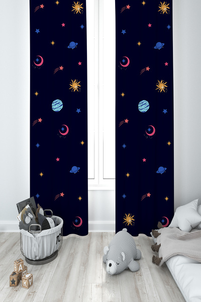 MEKTA HOME ستارة خلفية لغرفة الأطفال والرضع بنمط جالاكسي مكونة من جناحين