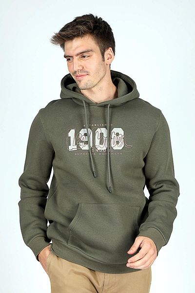 Lee Cooper Ανδρικό φούτερ Washington με κουκούλα Χακί