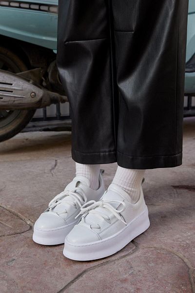 NILUFARR Tenis de damă Diya alb din piele naturală