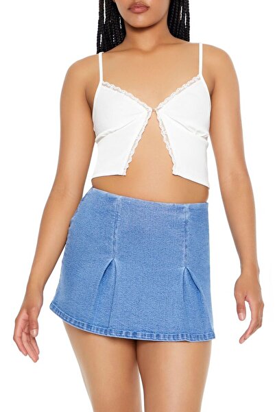 Forever 21 Pliseli Denim Mini Etek