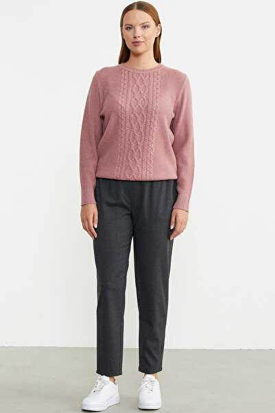 Sementa Crew Neck Regular Fit Wool Knitwear Sweater - Rose