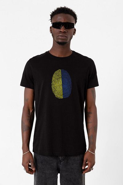 Tshirthane Κίτρινο Navy Blue Fingerprint Μαύρο ανδρικό μπλουζάκι