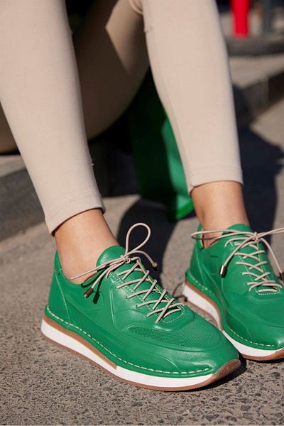 NILUFARR Patrice Green Genuine Leather Women's Sneakers