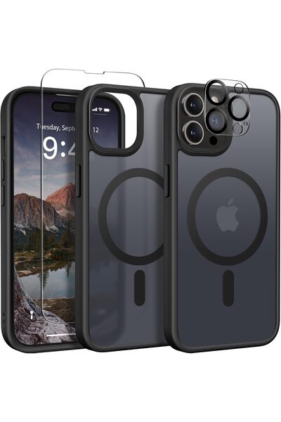 Teleplus iPhone 15 Pro Max Kılıf Magsafe TPU Mat Exl Kapak + Ekran Koruyucu V...