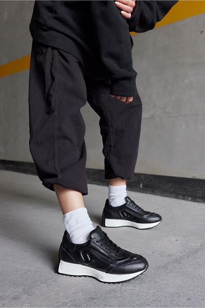 NILUFARR Hello Black Genuine Leather Women's Sneakers