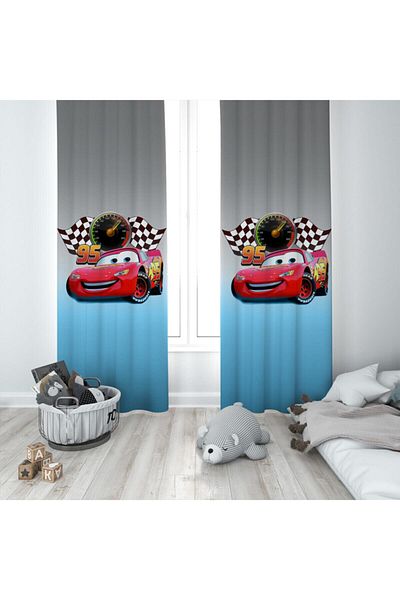 MEKTA HOME Baby and Children's Room Lightning Mcqueen Pattern Background Curtain Mktyfp-013