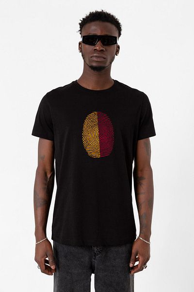 Tshirthane Κίτρινο κόκκινο δακτυλικό αποτύπωμα μαύρο ανδρικό μπλουζάκι