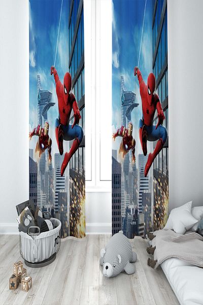 MEKTA HOME Baby and Children's Room Spiderman and Iron Man Background Curtain Mktyfp-015