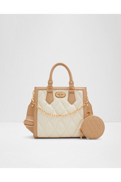 Aldo طقم حقيبة يد نسائية باللون البيج ومحفظة عملات معدنية مع حجرة واحدة