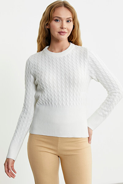 Sementa Bone Patterned Hair Knitted Waist Sitting Knitwear Sweater