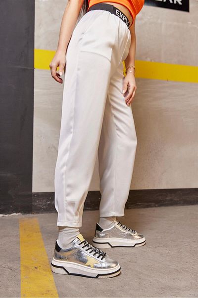 NILUFARR Tenis de damă Sveta Silver din piele naturală
