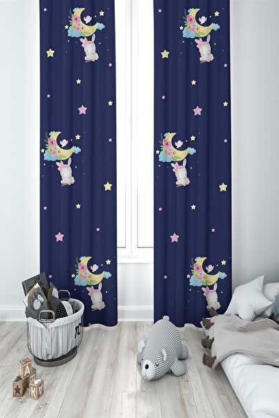 MEKTA HOME Cortina de fundal pentru camera copiilor bleumarin 2 aripi Mkt-072