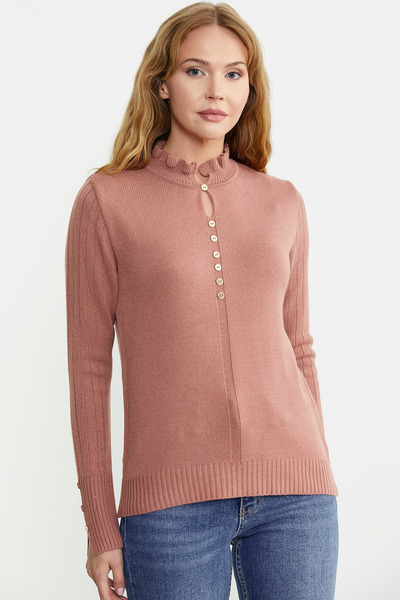 Sementa Metal Button Detailed Knitwear Sweater - Rose