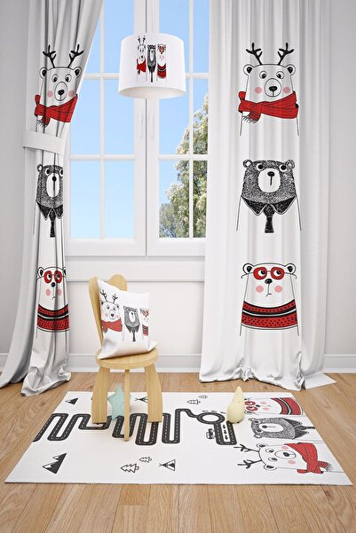 MEKTA HOME Cute Bears Perdele de fundal pentru camera copiilor si bebelusului...