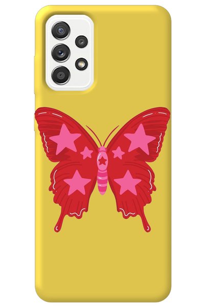 WANNA PROTECT Samsung A73 Yellow Velvet Butterfly Girl Power Patterned Silico...