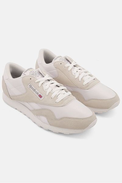 Reebok حذاء جري رجالي من النايلون برباط، أبيض