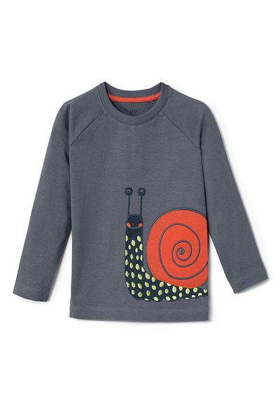 Tchibo Kids Girl Embroidered Tee, Grey Combo