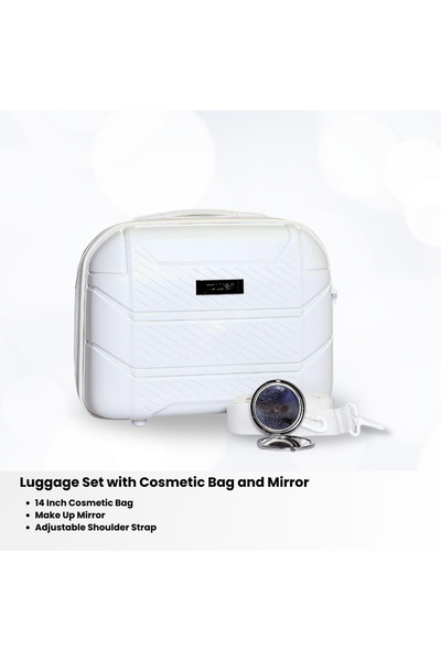 Rower Hardshell PP TSA Suitcase,Unbreakable Expandable 4 Double Wheels,4Pcs Luggage Trolley Set WHT