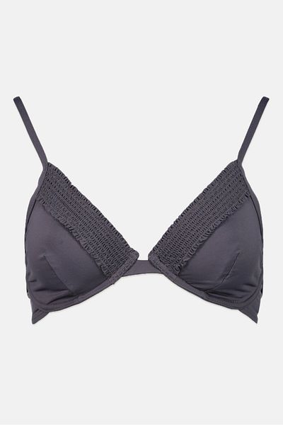 Esprit Women Solid Non-padded Wireless Bikini Top, Dark Grey