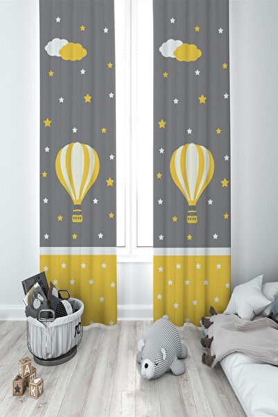 MEKTA HOME ستارة خلفية لغرفة الأطفال باللون الأصفر 2 أجنحة Mkt-019