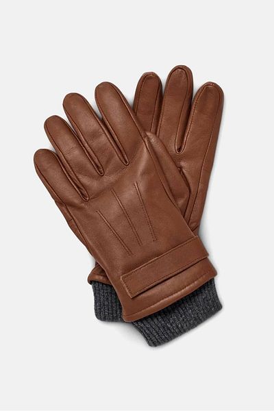 Tchibo Men Leather Gloves, Brown