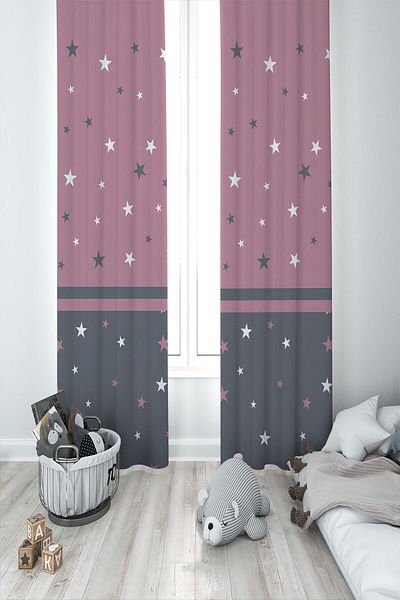 MEKTA HOME Baby and Children's Room Stars Two Wing Background Curtain Mkt-230
