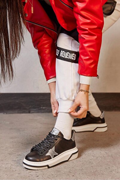 NILUFARR Γυναικείο αθλητικό παπούτσια Sveta Black από γνήσιο δέρμα