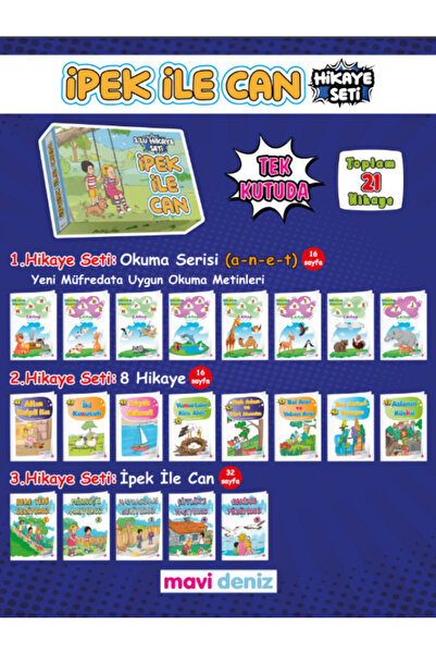Mavi Deniz Yayınları 1. SINIFLAR İÇİN İPEK İLE CAN 3'LÜ HİKAYE SETİ