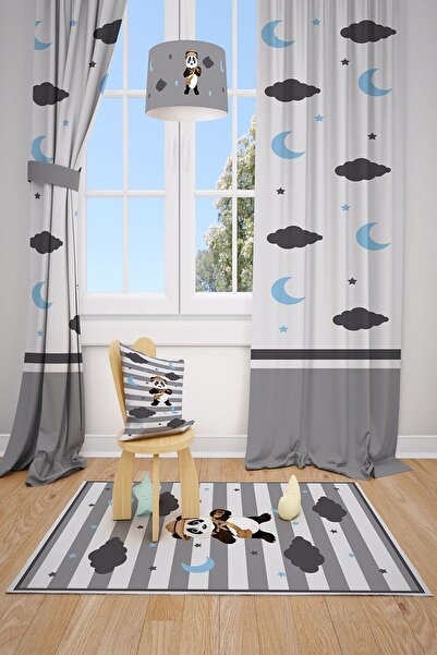 MEKTA HOME Stars And Clouds Children's and Baby's Room Background Curtain 2 W...