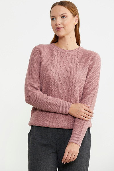 Sementa Crew Neck Regular Fit Wool Knitwear Sweater - Rose