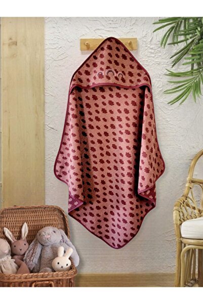 PAMUK HANIM منشفة حمام أطفال قطنية ناعمة مقاس 80 × 80 سم بمنفذ منقط / وردة مجففة