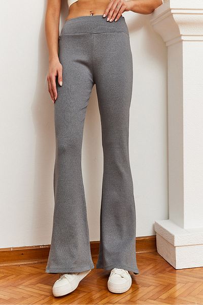 Bianco Lucci Women's High Waist Ribbed Spanish Leg Leggings 0160 60351050