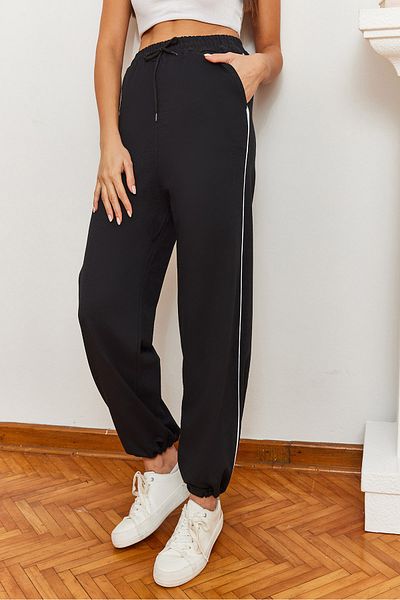 Bianco Lucci Dámské pruhované volné tepláky na jogging se šňůrkou 4016 60351053