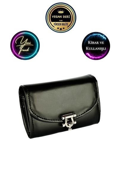 CüzCan Ultra Luxury Black Leather Polite - Small Women's Wallet with Buckle Detail