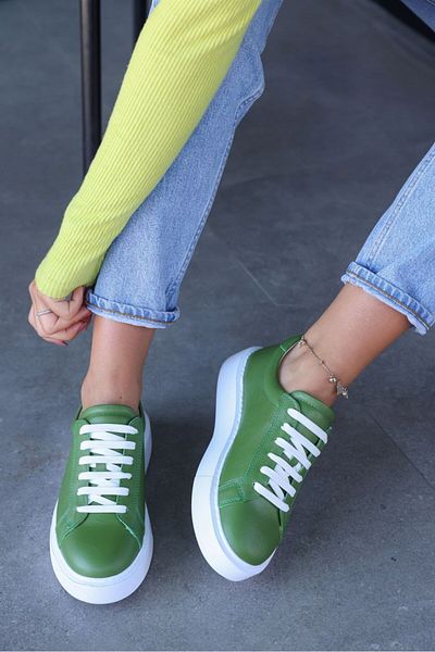 NILUFARR Julia Green Floater Genuine Leather Women's Sneakers