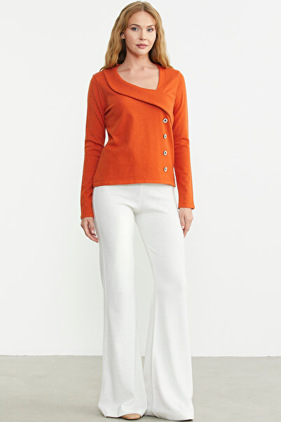 Sementa Orange Knitwear Sweater - Collar Detailed