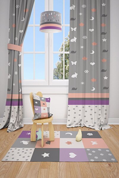 MEKTA HOME Soft Children's and Baby's Room Background Curtain 2 Wings Mkt-115