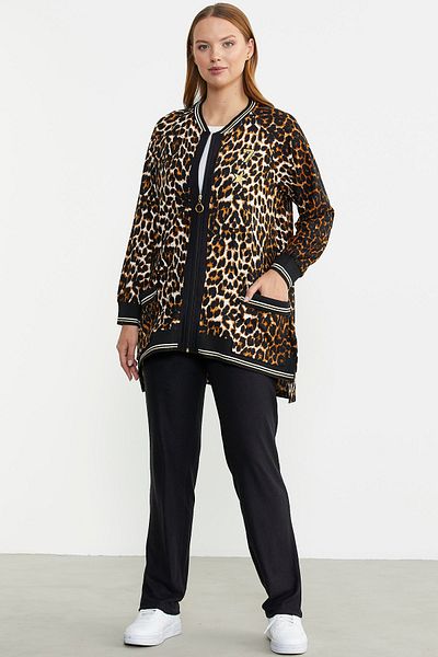Sementa Brown Leopard Patterned Tunic Set - Pocket Detailed