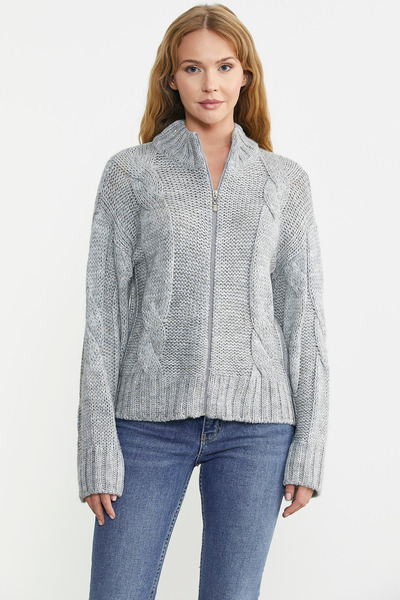 Sementa Светр з високим коміром, рукавами з вовняним трикотажем - сірий