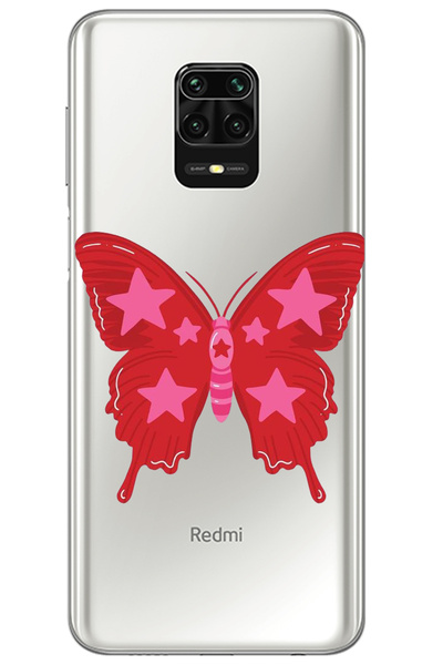 WANNA PROTECT غلاف هاتف Xiaomi Redmi Note 9S من السيليكون الشفاف بنمط فراشة ج...
