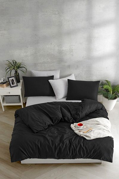 Tabu Home Комплект завивка за единична завивка, боядисана в черно