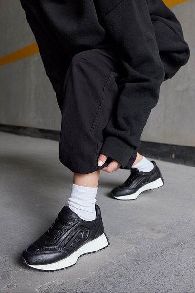 NILUFARR Hello Black Genuine Leather Women's Sneakers