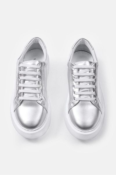 NILUFARR Tenis de damă Julia Silver din piele naturală