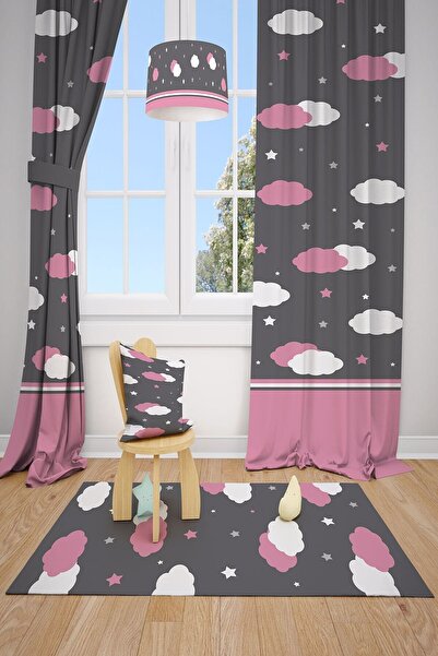 MEKTA HOME Pink Clouds Pattern Children's and Baby's Room Background Curtain ...