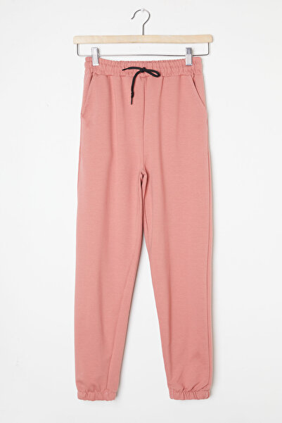 Cansın Mini بنطلون رياضي مدرسي أساسي للفتيات بخصر وردي وأرجل مطاطية 16245