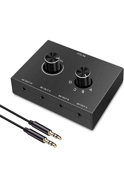 Choice 4 Port 4 Way/2 Way 3.5mm Stereo Audio Switcher Bi-directional Audio Switch Splitter Box 2 In 1 Out 4