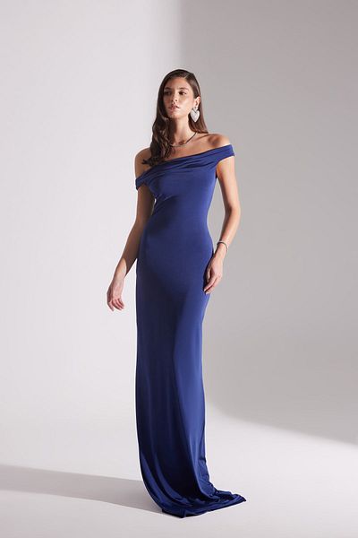 BETTY & SAM Vesna - Dark Blue, Off-Shoulder Long Dress