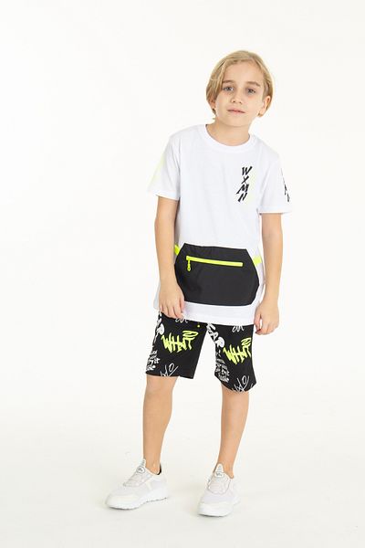 Cansın Mini Boy's Zippered Kangaroo Pocket Shorts Suit 14097