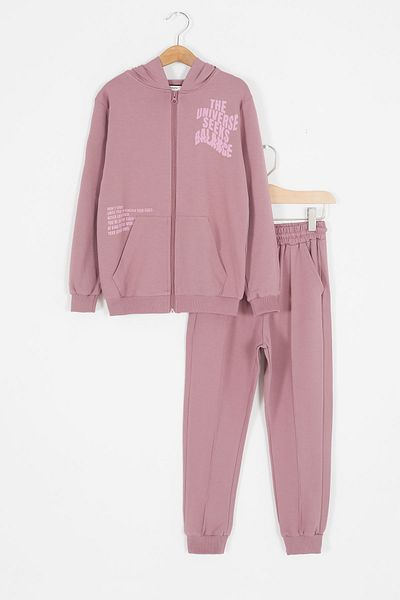 Cansın Mini Σετ φόρμας για κορίτσια με κουκούλα Pink Universe με κουκούλα 16799
