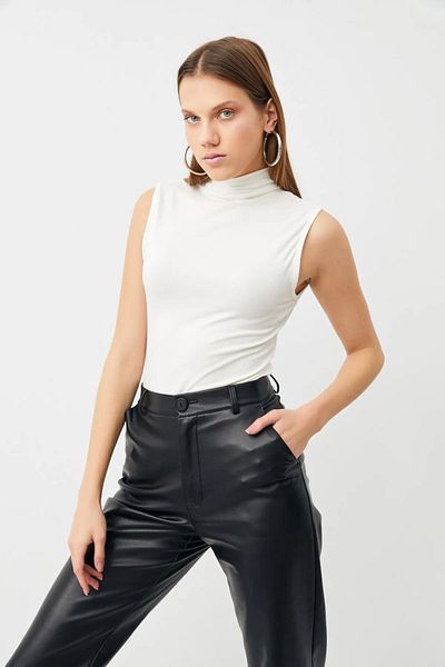 YOUR NAME White Long Women's Blouse - Half Turtleneck, Sleeveless